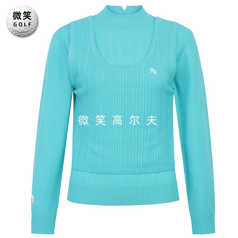 高尔夫女立领运动羊绒针织衫背心