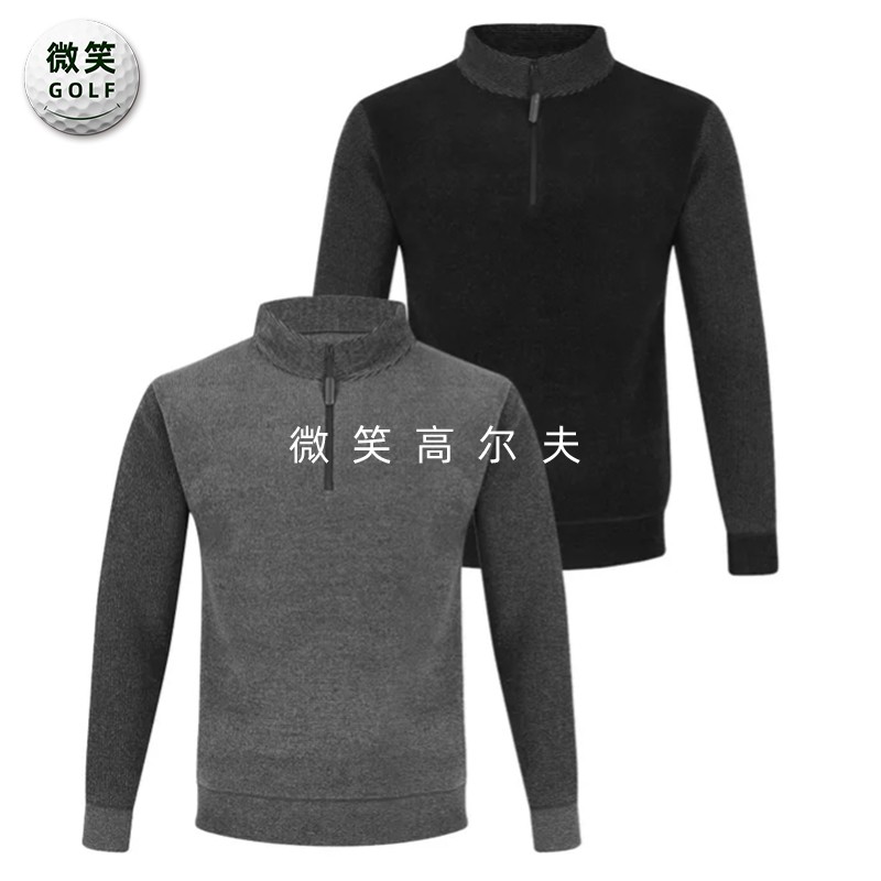 特价2025冬季新款韩国代购运动舒适遍尔夫球服男士高领拉绒针织衫