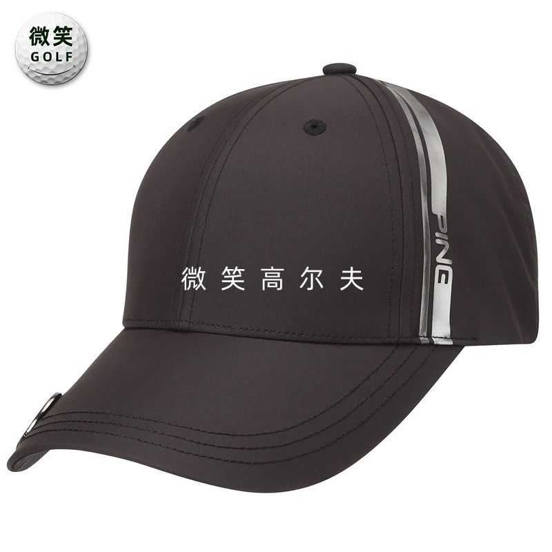 2025秋新品韩国代购PING高尔夫球帽男士条纹字母遮阳运动棒球帽