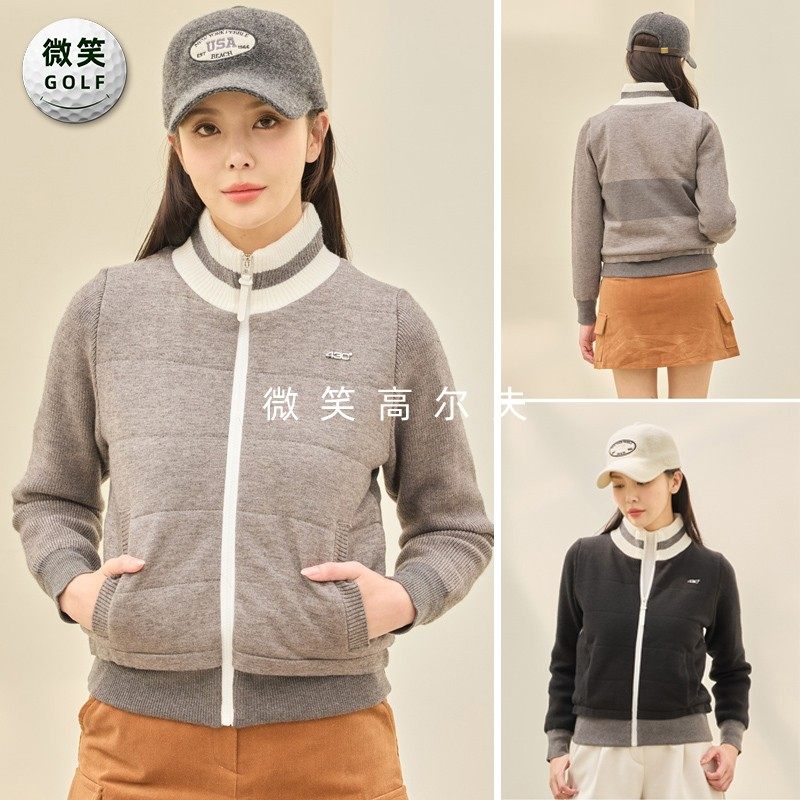 特价2026春韩国代购高尔夫女士条纹高领防风运动羊毛针织开衫外套,运动服/休闲服装,高尔夫球服,淘宝优惠券,粉丝福利购,淘宝优惠卷