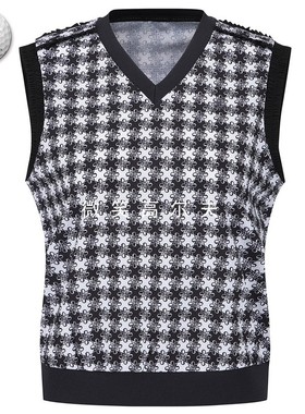 2026春新韩国代购ST ANDREWS高尔夫V领图案蝴蝶结运动针织背心女