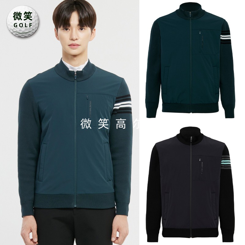 高尔夫男立领棉服防风针织开衫