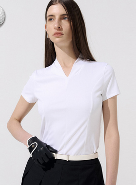 2025夏季新品韩国代购ANEL*高尔夫女士V领柔软显瘦运动短袖T恤