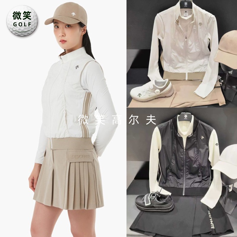 特价2025秋冬韩国代购高尔夫女立领防风防水宽松运动无袖马甲背心
