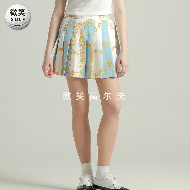 特价2025夏季新款韩国代购印花褶皱高尔夫球服女士半身短裙GOLF