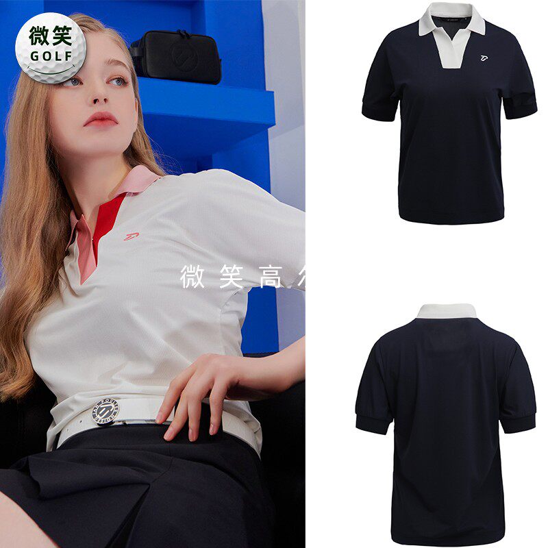 特价2025夏新款韩国代购时尚配色高尔夫球服女士舒适短袖T恤GOLF