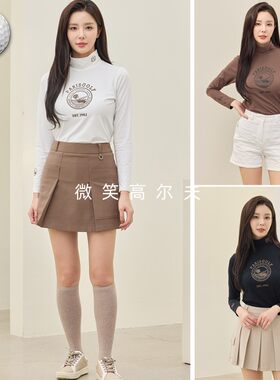 高尔夫女高领字母柔软长袖打底衫