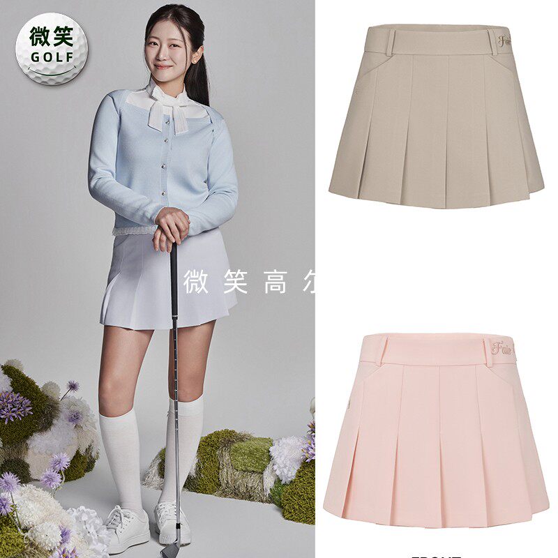 2026夏款韩国代购FairLiar简约防走光高尔夫服装女士时尚褶皱短裙