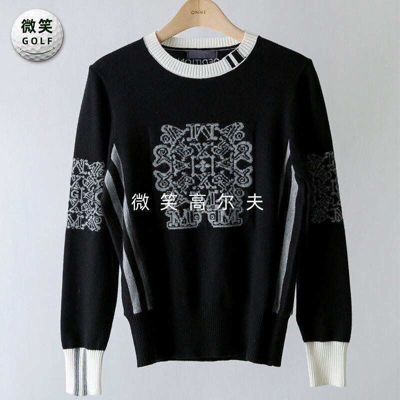 特价2025冬季新款韩国代购罗纹印花高尔夫球服女士套头保暖针织衫