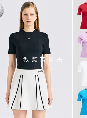 2025夏新品韩国代购GFOR*高尔夫女士圆领竖纹凉感舒适运动短袖T恤