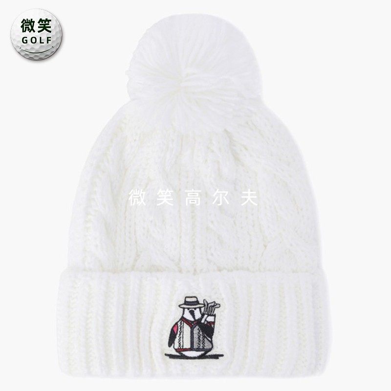 2025冬新品韩国代购MUNSINGWEAR高尔夫女毛球麻花纹运动针织帽