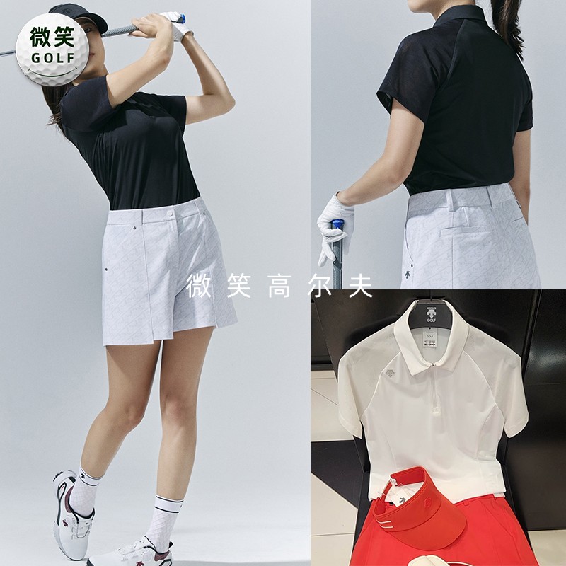 2026夏季新款韩国代购半拉链网眼高尔夫球服女士舒适透气短袖T恤