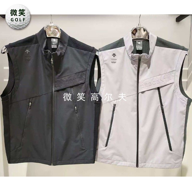2025春新品韩国代购高尔夫男士拉链针织拼接防风运动无袖马甲背心
