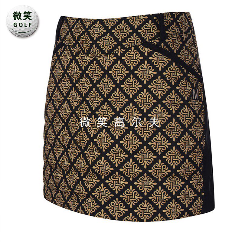 特价2025冬韩国代购印花图案高尔夫球服女士防寒保暖鹅绒半身短裙