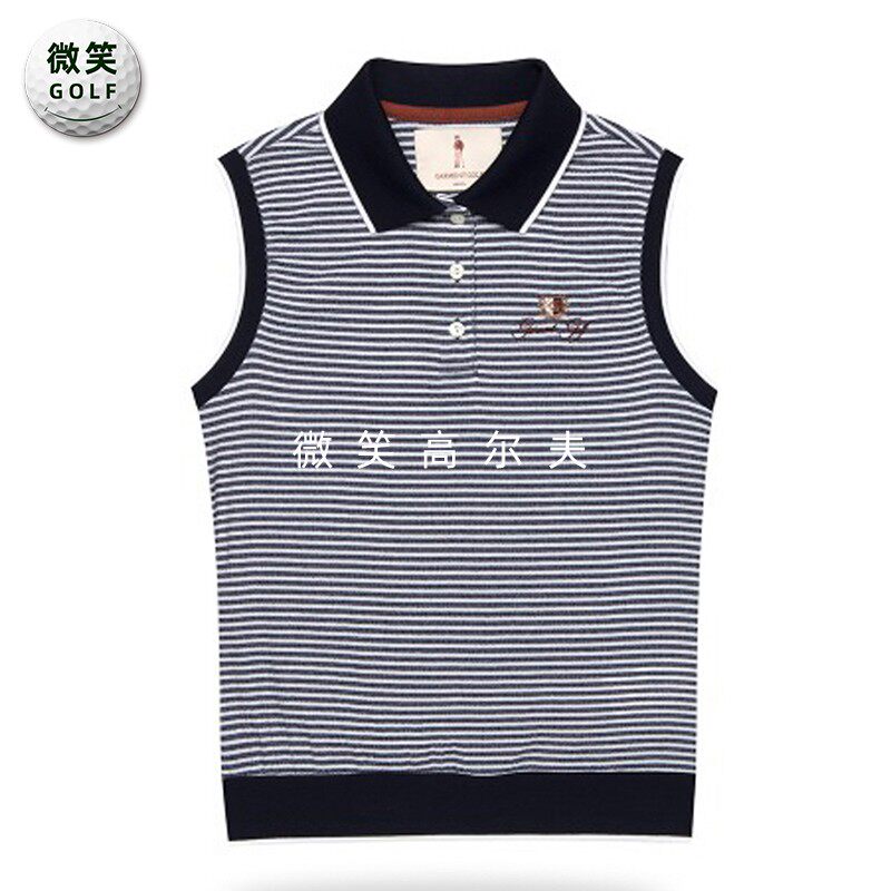 特价2026夏新款韩国代购经典条纹高尔夫球服女士运动时尚无袖T恤