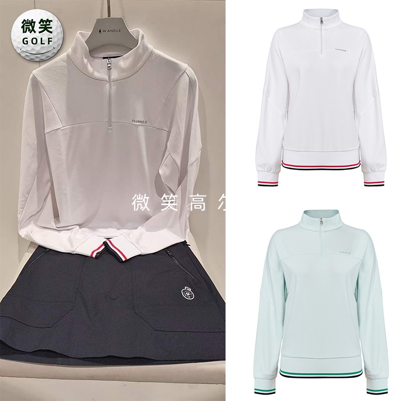 2026春新款韩国代购WANGLE半拉链高尔夫上衣女士休闲透气长袖卫衣