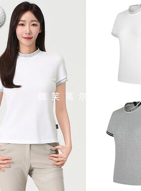 特价2025夏新款韩国代购ELLE标志提花高尔夫球服女士短袖T恤GOLF