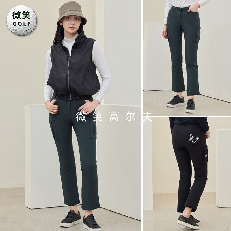 特价2026春韩国代购高尔夫球裤女士保暖口袋修身运动喇叭长裤GOLF