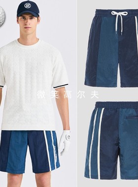 2025夏新品韩国代购GFOR*高尔夫球裤男士松紧腰拼色舒适运动短裤