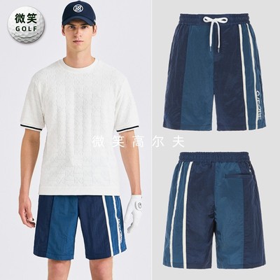 男高尔夫球裤松紧腰拼色运动短裤