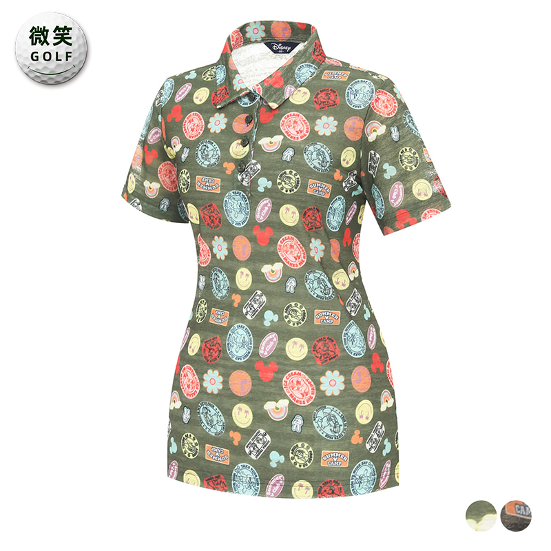 特价2025夏新款韩国代购印花图案高尔夫球服女士透气短袖T恤GOLF