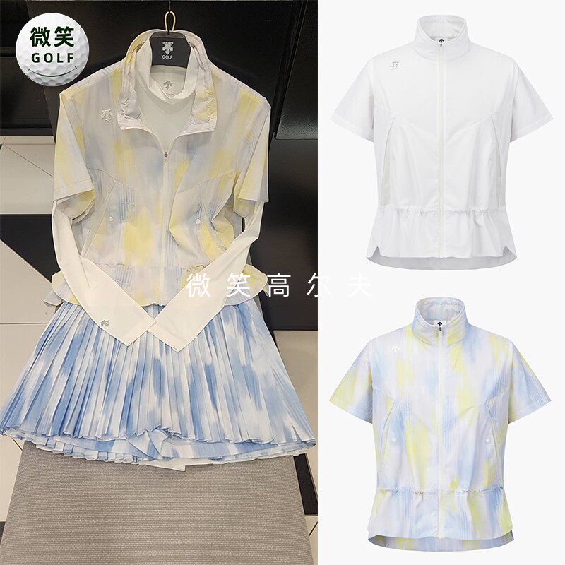 2026夏季新款韩国代购抽绳荷叶边高尔夫球服女士时尚百搭短袖夹克