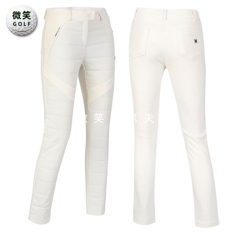 特价2025冬季新款韩国代购拼接显瘦高尔夫球服女士拉绒保暖长裤