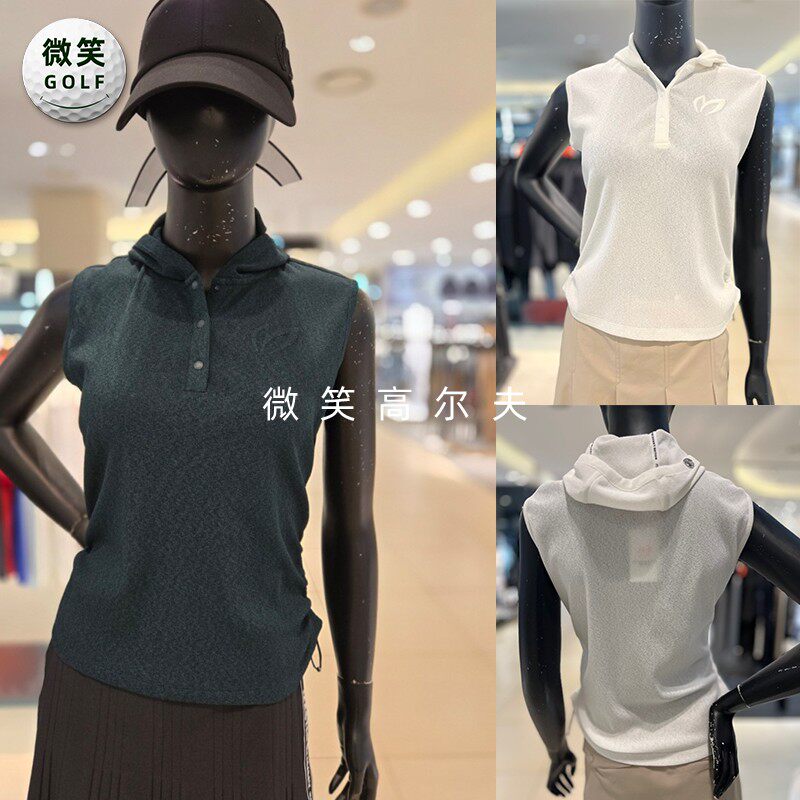 2025春新款韩国代购MASTER PG修身连帽高尔夫球服女士无袖T恤GOLF