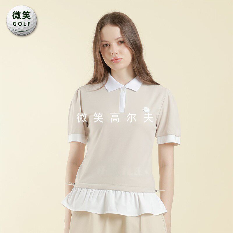 特价2026夏款韩国代购荷叶边甜美高尔夫球服女士运动透气短袖T恤