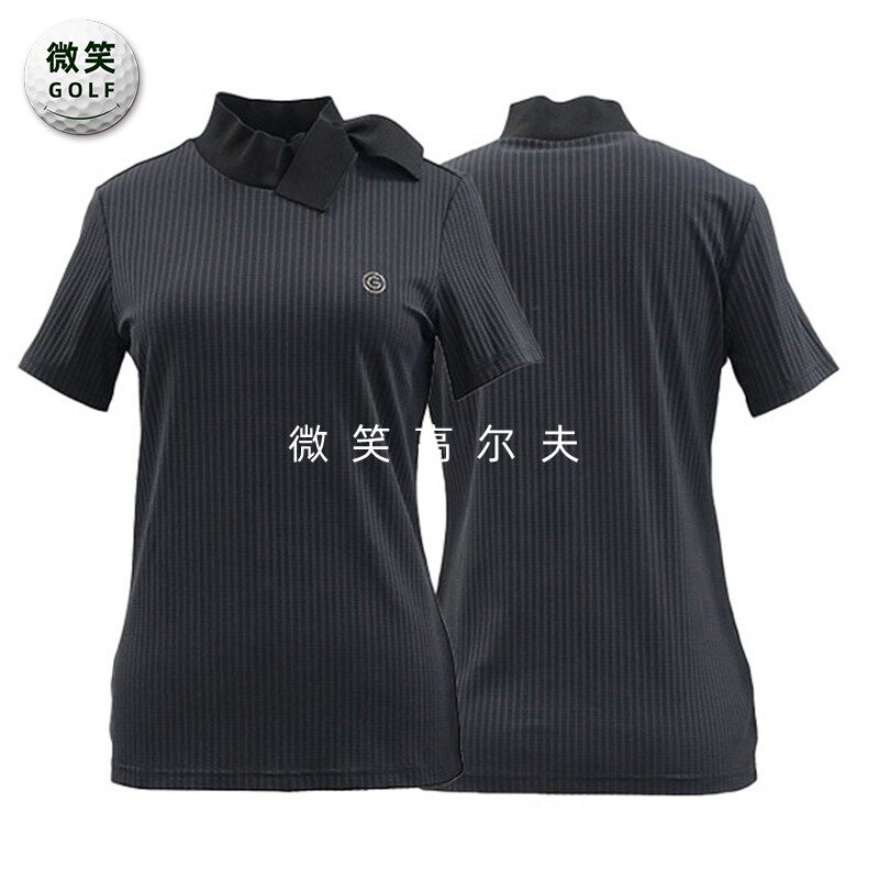 特价2025夏新款韩国代购条纹领结高尔夫球服女士运动短袖T恤GOLF