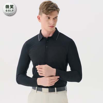 高尔夫男翻领凉感防晒长袖T恤