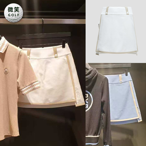 高尔夫配色开叉不规则运动短裙女