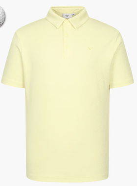 2025夏新品韩国代购CALLAWA*高尔夫男士翻领提花透气运动短袖T恤