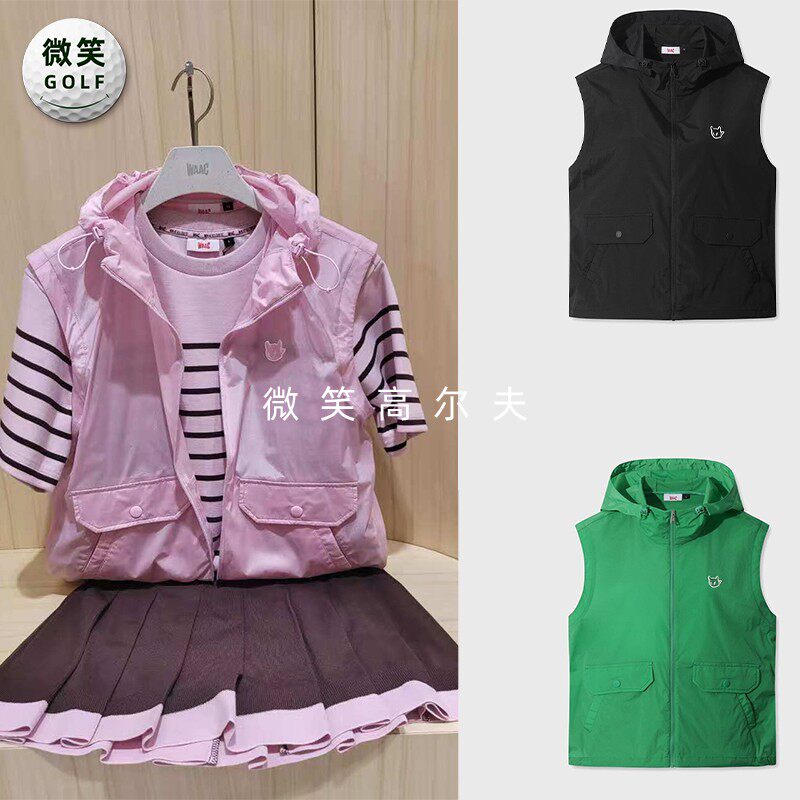 2026夏新款韩国代购WAAC轻薄时尚百搭高尔夫球服女士连帽马甲背心