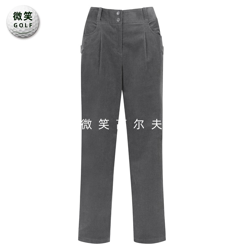 高尔夫女压褶灯芯绒保暖运动长裤