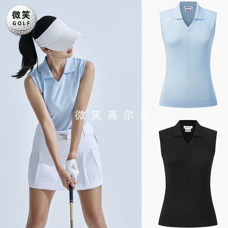 2026夏款韩国代购凉爽舒适高尔夫球服女士V领时尚无袖针织衫背心