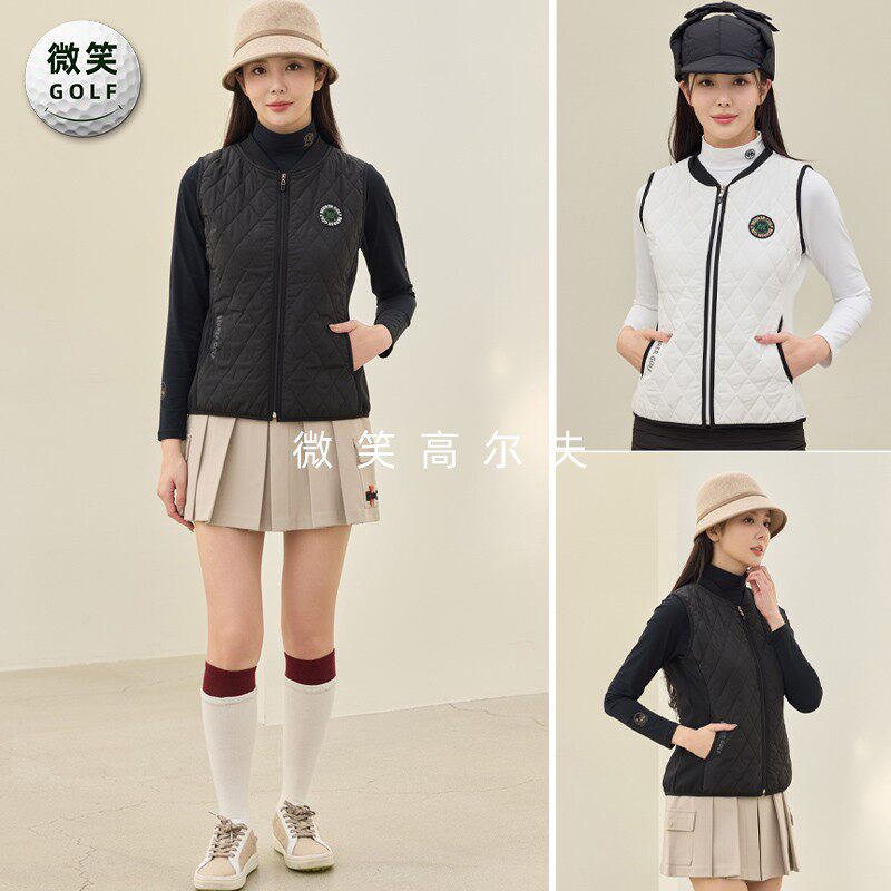 高尔夫女士拉链修身棉马甲背心