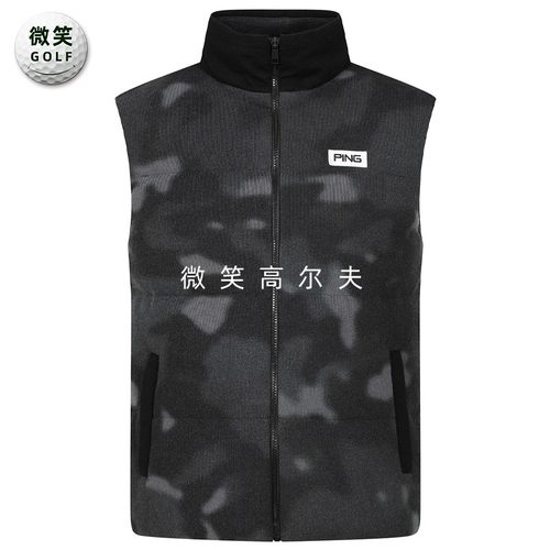 高尔夫男士迷彩防风针织羽绒马甲