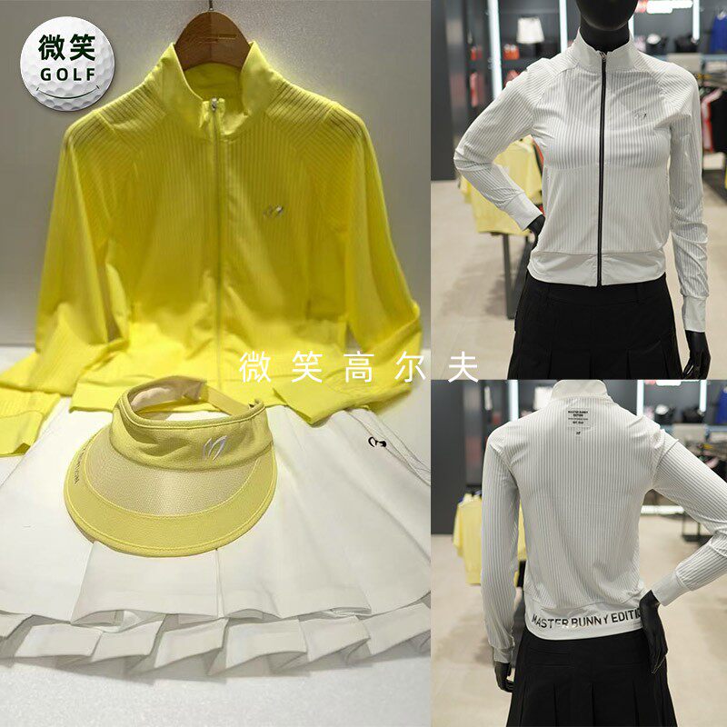 2025夏款韩国代购MASTER PG条纹防晒高尔夫球服女士拉链外套GOLF