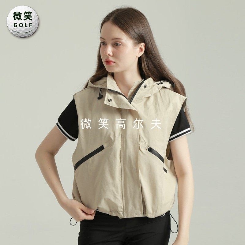 特价2025夏季新款韩国代购休闲宽松高尔夫球服女士连帽马甲GOLF