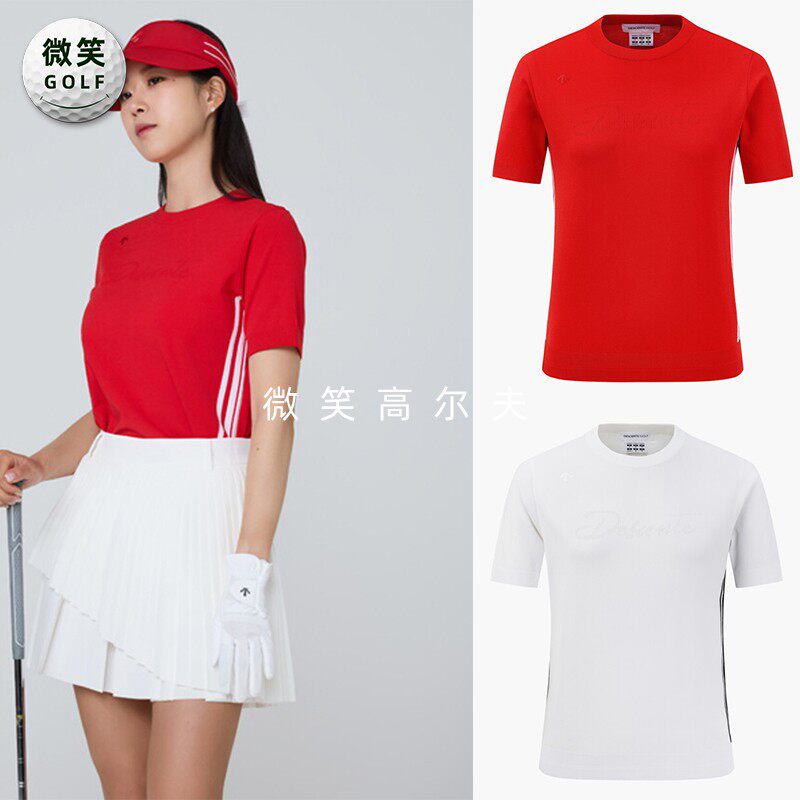2026夏新款韩国代购圆领条杠高尔夫球服女士显瘦透气短袖T恤上衣