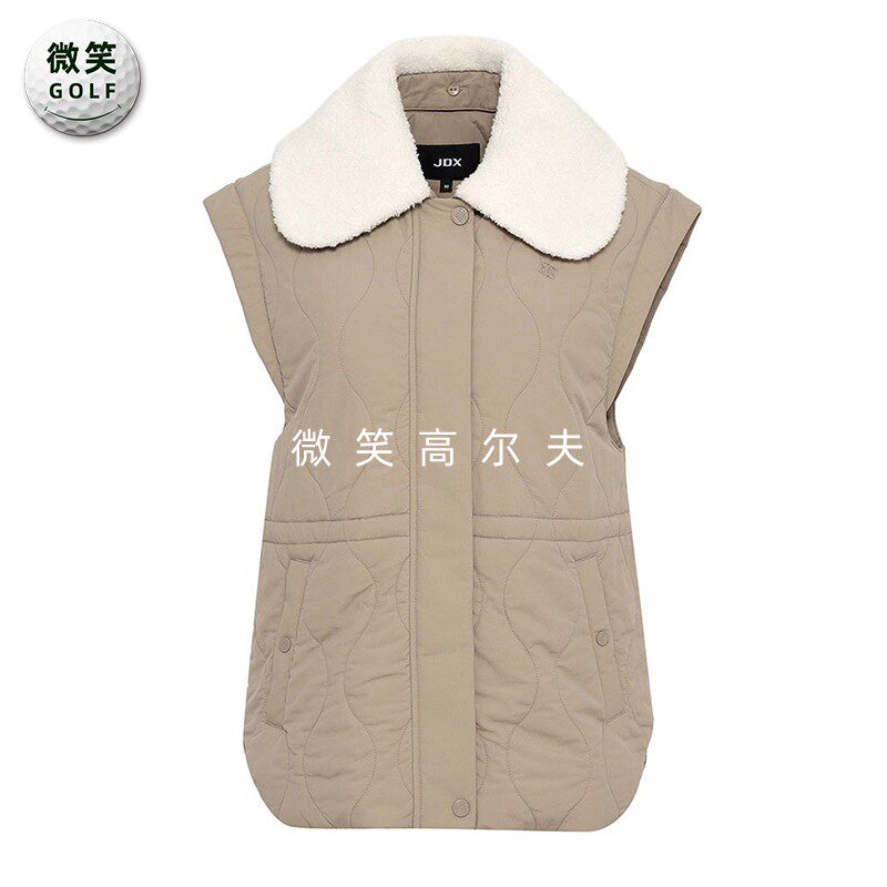 特价2025冬新款韩国代购JDX毛绒翻领高尔夫球服女士棉服马甲背心