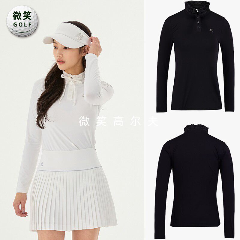2025春韩国代购FairLiar蝴蝶结高领高尔夫服装女长袖打底T恤GOLF