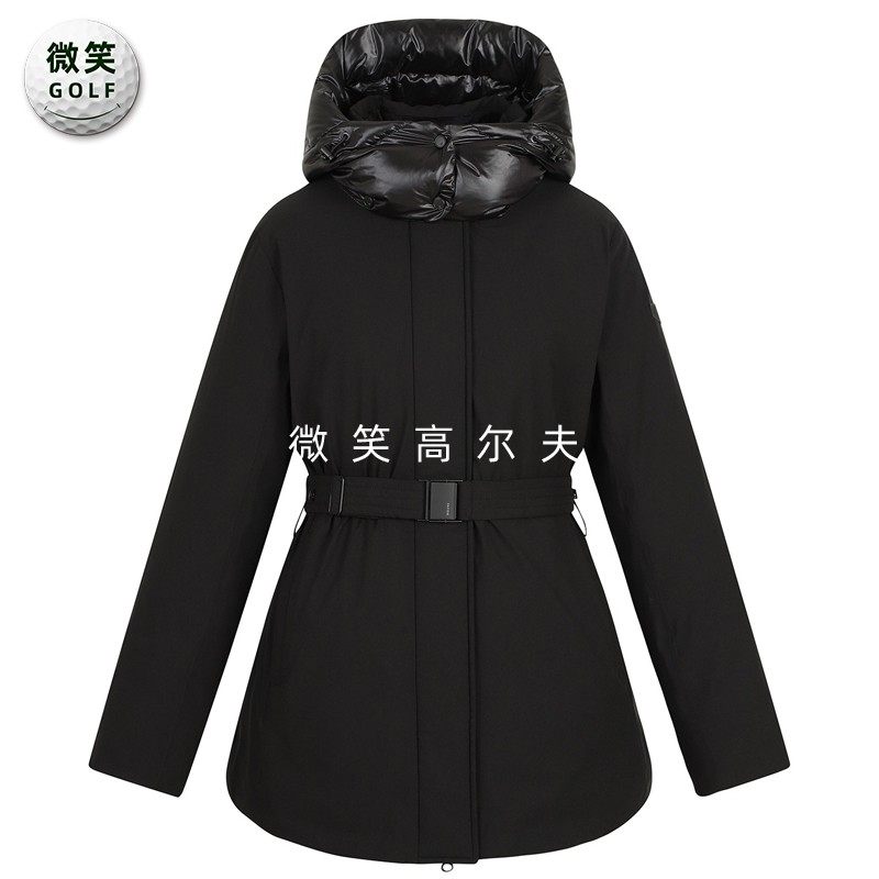 特价2025冬新品韩国代购FANTOM高尔夫女连帽收腰运动中长款羽绒服