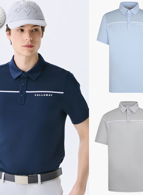 2025夏新品韩国代购CALLAWA*高尔夫男翻领网状透气运动短袖T恤