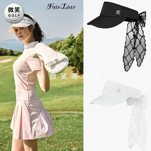 2026夏款韩国代购FairLiar蕾丝飘带高尔夫球帽女士防晒遮阳太阳帽