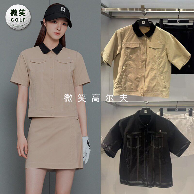 高尔夫女士翻领缝线运动短袖衬衫