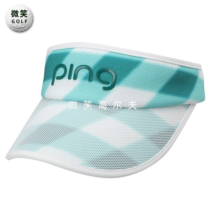2025夏季新品韩国代购PING高尔夫球帽女士格纹网眼遮阳运动无顶帽