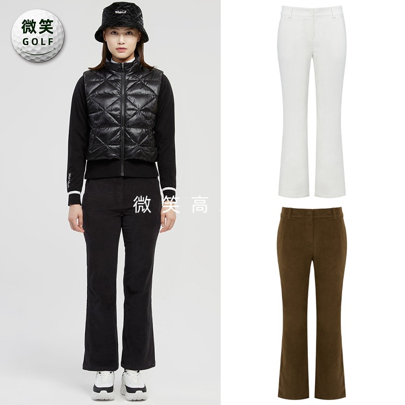 高尔夫女斜纹灯芯绒修身喇叭长裤