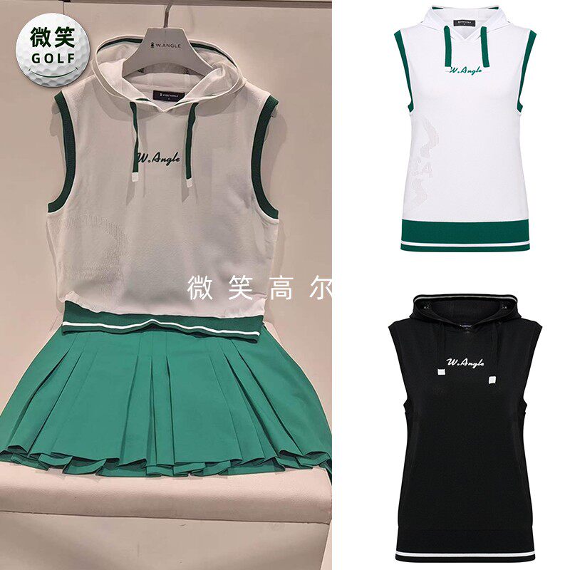 2026春款韩国代购WANGLE连帽百搭叠穿高尔夫球服女士时尚马甲背心